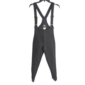 Vintage 90s Roffe Black Wool Blend Bib Ski Stirrup Leggings Pants Women's 10